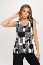 Load image into Gallery viewer, Plus Size Venechia Pleated Print Sleeveless Tank Top-2060VP-TXP1-W462