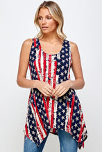 Load image into Gallery viewer, American Flag HIT Shark Bite Hem Tank- 2057HT-TRP1-W297