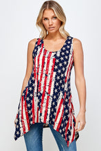 Load image into Gallery viewer, American Flag HIT Shark Bite Hem Tank- 2057HT-TRP1-W297