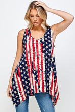 Load image into Gallery viewer, American Flag HIT Shark Bite Hem Tank- 2057HT-TRP1-W297