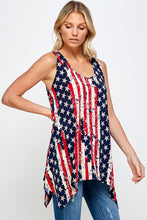 Load image into Gallery viewer, American Flag HIT Shark Bite Hem Tank- 2057HT-TRP1-W297