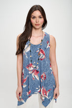 Load image into Gallery viewer, Denim Dreams HIT Shark Bite Hem Tank in- 2057HT-TRP1-W398