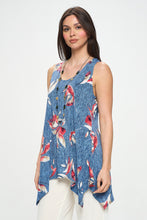 Load image into Gallery viewer, Denim Dreams HIT Shark Bite Hem Tank in- 2057HT-TRP1-W398