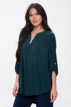Load image into Gallery viewer, HIT Notch Neck Rolled Sleeve Top-3059HT-QRS1 - Jostar Online
