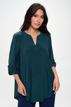 Load image into Gallery viewer, HIT Notch Neck Rolled Sleeve Top-3059HT-QRS1 - Jostar Online