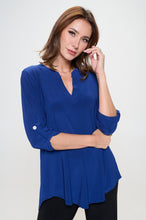 Load image into Gallery viewer, HIT Notch Neck Rolled Sleeve Top-3059HT-QRS1 - Jostar Online