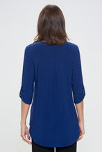 Load image into Gallery viewer, HIT Notch Neck Rolled Sleeve Top-3059HT-QRS1 - Jostar Online