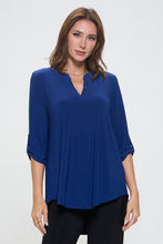 Load image into Gallery viewer, HIT Notch Neck Rolled Sleeve Top-3059HT-QRS1 - Jostar Online