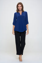 Load image into Gallery viewer, HIT Notch Neck Rolled Sleeve Top-3059HT-QRS1 - Jostar Online