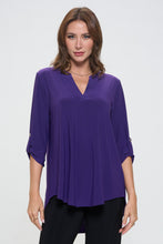Load image into Gallery viewer, HIT Notch Neck Rolled Sleeve Top-3059HT-QRS1 - Jostar Online