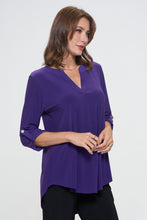 Load image into Gallery viewer, HIT Notch Neck Rolled Sleeve Top-3059HT-QRS1 - Jostar Online