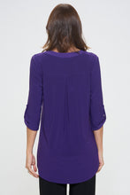 Load image into Gallery viewer, HIT Notch Neck Rolled Sleeve Top-3059HT-QRS1 - Jostar Online