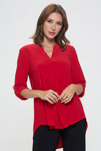 Load image into Gallery viewer, HIT Notch Neck Rolled Sleeve Top-3059HT-QRS1 - Jostar Online