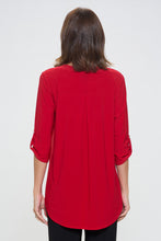Load image into Gallery viewer, HIT Notch Neck Rolled Sleeve Top-3059HT-QRS1 - Jostar Online
