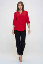 Load image into Gallery viewer, HIT Notch Neck Rolled Sleeve Top-3059HT-QRS1 - Jostar Online