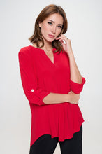 Load image into Gallery viewer, HIT Notch Neck Rolled Sleeve Top-3059HT-QRS1 - Jostar Online