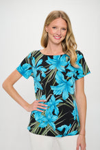 Load image into Gallery viewer, Print Boat Neckline Short Short Sleeve Top-3068HT-SRP1-W683
