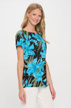 Load image into Gallery viewer, Print Boat Neckline Short Short Sleeve Top-3068HT-SRP1-W683