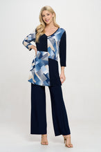 Load image into Gallery viewer, Contrast V-Neck Tunic Top-3080HT-QRP1-C-W455