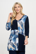 Load image into Gallery viewer, Contrast V-Neck Tunic Top-3080HT-QRP1-C-W455