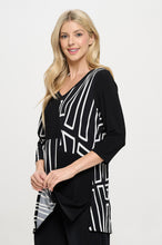 Load image into Gallery viewer, Contrast V-Neck Tunic Top-3080HT-QRP1-C-W465