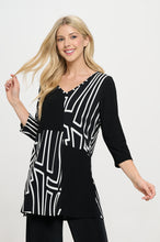 Load image into Gallery viewer, Contrast V-Neck Tunic Top-3080HT-QRP1-C-W465