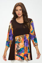 Load image into Gallery viewer, Contrast Quarter Sleeve Print Tunic-3091HT-QRP1-C-W417 - Jostar Online