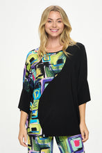 Load image into Gallery viewer, Round Neck Contrast Top with Quarter Sleeve-3099HT-QRP1-C-W400
