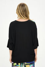 Load image into Gallery viewer, Round Neck Contrast Top with Quarter Sleeve-3099HT-QRP1-C-W400
