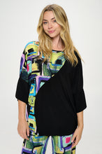 Load image into Gallery viewer, Round Neck Contrast Top with Quarter Sleeve-3099HT-QRP1-C-W400