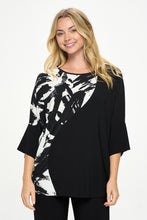 Load image into Gallery viewer, Round Neck Contrast Top with Quarter Sleeve-3099HT-QRP1-C-W403