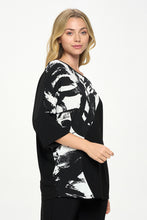 Load image into Gallery viewer, Round Neck Contrast Top with Quarter Sleeve-3099HT-QRP1-C-W403