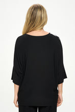 Load image into Gallery viewer, Round Neck Contrast Top with Quarter Sleeve-3099HT-QRP1-C-W403