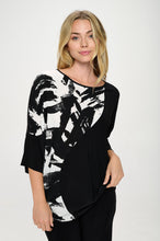 Load image into Gallery viewer, Round Neck Contrast Top with Quarter Sleeve-3099HT-QRP1-C-W403