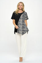 Load image into Gallery viewer, Contrast Print Short Sleeve Top- 3101HT-SRP1-C-W421