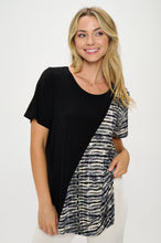 Load image into Gallery viewer, Contrast Print Short Sleeve Top- 3101HT-SRP1-C-W421