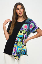 Load image into Gallery viewer, Contrast Print Short Sleeve Top-3101HT-SRP1-C-W400