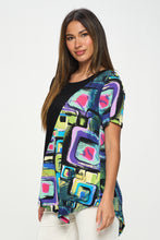 Load image into Gallery viewer, Contrast Print Short Sleeve Top-3101HT-SRP1-C-W400