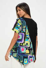 Load image into Gallery viewer, Contrast Print Short Sleeve Top-3101HT-SRP1-C-W400