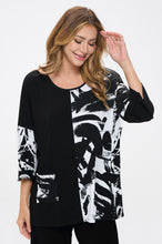 Load image into Gallery viewer, Quarter Sleeve Top with Contrast Print-3102HT-QRP1-CK-W403