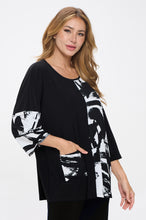 Load image into Gallery viewer, Quarter Sleeve Top with Contrast Print-3102HT-QRP1-CK-W403