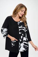 Load image into Gallery viewer, Quarter Sleeve Top with Contrast Print-3102HT-QRP1-CK-W403