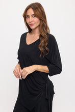Load image into Gallery viewer, Jacquard Dolman Sleeve Tie Side Print Top-3127JQ-QRD1-J001