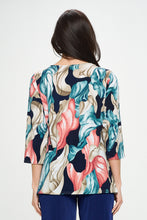 Load image into Gallery viewer, HIT Round Neck 3/4 Sleeve Slit Top-3079HT-QRP1-W396