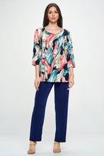 Load image into Gallery viewer, HIT Round Neck 3/4 Sleeve Slit Top-3079HT-QRP1-W396
