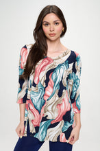 Load image into Gallery viewer, HIT Round Neck 3/4 Sleeve Slit Top-3079HT-QRP1-W396
