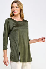 Load image into Gallery viewer, Satin Washer Round Neck 3/4 Sleeve Slit Top-3079SW-QRD1-D004 - Jostar Online