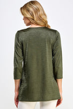 Load image into Gallery viewer, Satin Washer Round Neck 3/4 Sleeve Slit Top-3079SW-QRD1-D004 - Jostar Online