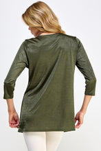 Load image into Gallery viewer, Satin Washer Round Neck 3/4 Sleeve Slit Top-3079SW-QRD1-D004 - Jostar Online