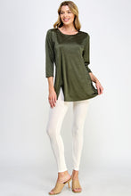 Load image into Gallery viewer, Satin Washer Round Neck 3/4 Sleeve Slit Top-3079SW-QRD1-D004 - Jostar Online